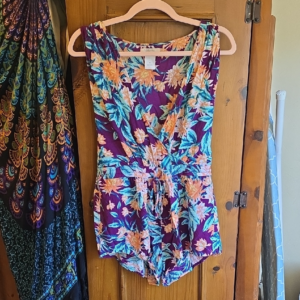 Tori Praver Swimwear Purple Floral Romper